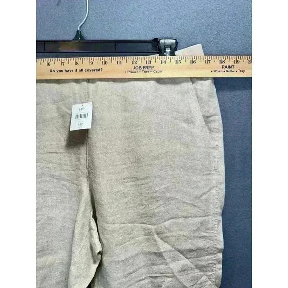 J Jill Love Linen Ankle Pants Womens MP Khaki Flax Elastic Waist High Rise NEW - Picture 7 of 9
